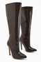 Sonita Brown Patent Leather Thin Heeled Women's Boots - 3