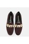 Large size women's loafer with gold buckle 41-42-43-44-brown suede - 8
