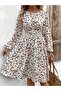 Women's Long Sleeve Boat Neck Elastic Waist Midi Single Jersey Dress - 5