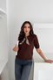 Ribbon Detailed Short Sleeve Soft Textured Knitwear Sweater Aw25Kz0076