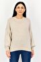 Women Crew Neck Textured Sweaters, Light Beige