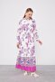 Fuchsia Shirt Collar Waist Rope Detailed Dress - 3