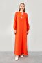 Coral neckline, tie-up sleeves, embroidered garni dress