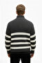 Men's Smoked Half Zipper Oversized Cut Knitwear Sweater Cotton Soft Knit Striped Sweater 2608513 - 7
