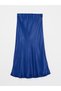 Alita City Lcw Vision Navy Blue Satin Plain Midi Women's Skirt with a Difference - 4