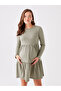 Green Crew Neck Patterned Long Sleeve Maternity Dress - 3