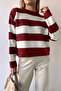 Crew Neck Striped Soft Textured Basic Knit Sweater