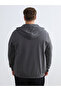 Gray Large Size Hooded Men's Thick Zippered Sweatshirt - 4