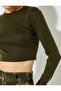 Crew Neck Comfortable Fit Long Sleeve Crop Bodysuit - 5