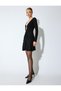Deep V Neck Metallic Accessories Glitter Mini Dress - 3