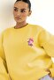 Women's Oversize Sweatshirt Piglet Hugs Printed Yellow – Crew Neck, 3 Thread Ribbed