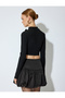 Slim Fit Lightweight Mock Neck Bow Applique Detailed Crop Knitwear Sweater - 4