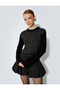 Long Sleeve Crew Neck Rhinestone Sweater - 3