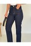 Women's Dark Navy Blue Cut-Out Leg Boy-Fit Jean Denim Pants - 5