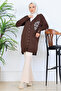 Embroidery Detailed Beaded Mercerized Cardigan N3280 Brown - 2