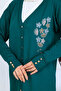 Embroidery Detailed Beaded Mercerized Cardigan N3280 Emerald Green - 3