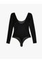Long Sleeve Backless See-Through Tulle Lace Bodysuit - 6