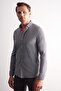 Navy Blue-White Smart Button Collar Long Sleeve Pocketless Slim Fit Casual Shirt 1004255165 - 3