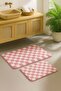 Chess Dama Pattern 2-Piece Bone-Pink Washable Latex Non-Slip Base Bath Mat Non-Slip Base 60X100-
