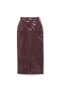 Slit Burgundy Leather Skirt - 4