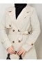 Trench Coat with Button Detail on the Back and Pocket - 3