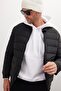 Men's Regular Fit Classic Cut Mock Neck Double Pocket Warm Black Puffer Jacket - 5