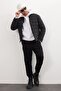 Men's Regular Fit Classic Cut Mock Neck Double Pocket Warm Black Puffer Jacket - 4