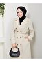 Trench Coat with Button Detail on the Back and Pocket