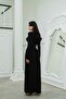 Black Ruched Detail Long Sleeve Flared Skirt Dress - 7