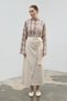 Cream Colored Linen Long Nerina Skirt with Front Tie Detail - 4