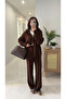Millas Brown Zippered Knitted Trouser Set - 4