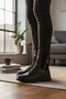 Conpax 5428 Black Women's Zippered & Lace-Up Boots - 4