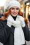Women's Knitted Patterned Beanie Scarf Gloves Set - 3