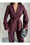Belted Blazer Jacket and Trousers Suit