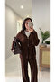 Millas Brown Zippered Knitted Trouser Set - 2