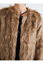 Crew Neck Women's Faux Fur Coat - 3