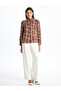 Stand Collar Patterned Oversize Women's Blouse - 2