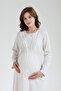 Women's Lace Jacquard Shawl Collar Winter Long Sleeve Special Design Postpartum Maternity Robe Nightgown Set - 2