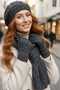 Women's Knitted Patterned Beanie Scarf Gloves Set - 8