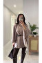 Setrana Mink Plaid Belted Poncho Coat - 3