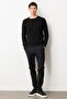 Men's Crew Neck Straw Knit Baklava Wool Sweater Black - 2