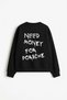 Need Money for Porsche Printed Hoodless Relaxed Fit Women's Black Sweatshirt - 2
