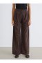 Soulife Brown Wide Leg Women's Velvet Pants - 2