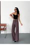 Women's Brown / Burgundy Stone-Washed Baggy Jeans High-Waist Wide-Leg Jeans - 7
