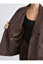 Brown Double Breasted Collar Women's Velvet Blazer Jacket - 4