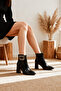 Women's Side Zipper Gold Belt Buckle Heeled Boots