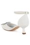 Women Diamante Brooch Kitten Heel Sandals in White - 3