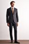 Men's Anthracite Swallow Collar Textured Flexible Waist Slim Fit 6 Drop Suit 1001255167