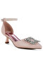 Women Diamante Brooch Kitten Heel Sandals in Pink