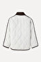 Women's Ecru Velvet Collar Quilted Puffer Coat - 7